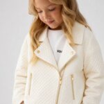 Veste Motard Fille Écrue – Style Chic
