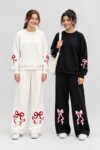 Ensemble Fille Sweat et Pantalon Large – Motif Nœuds