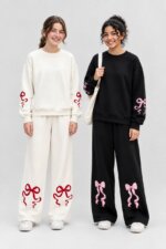 Ensemble Fille Sweat et Pantalon Large – Motif Nœuds