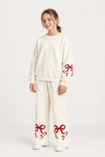 Ensemble Fille Sweat et Pantalon Large – Motif Nœuds - Image 3