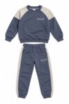 Ensemble de Survêtement Garçon Bleu Gris et Beige – Style Sportif